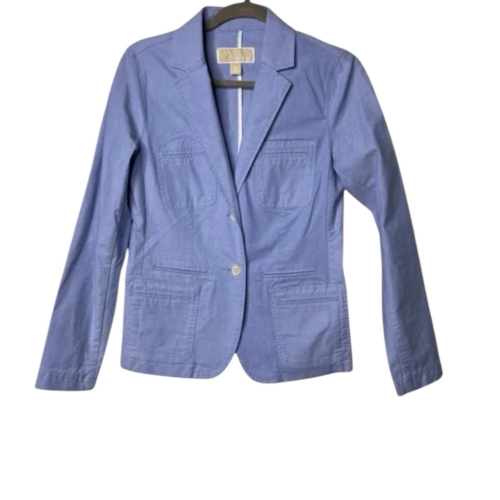 Michael Kors Light Blue Button Front Blazer Light Cotton Size 6